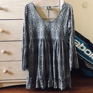 Sea Gypsies Gray Printed Baby Doll Dress